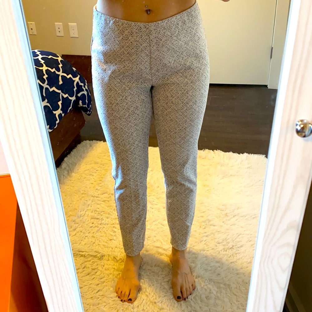 White and black patterned pants